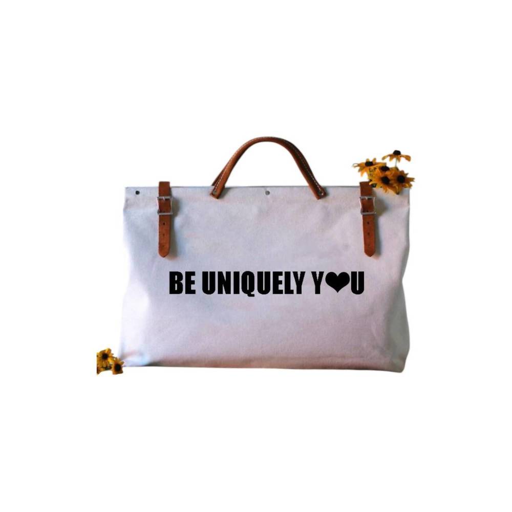 NEW FORESTBOUND women's be uniquely you canvas weekender utility bag in natural